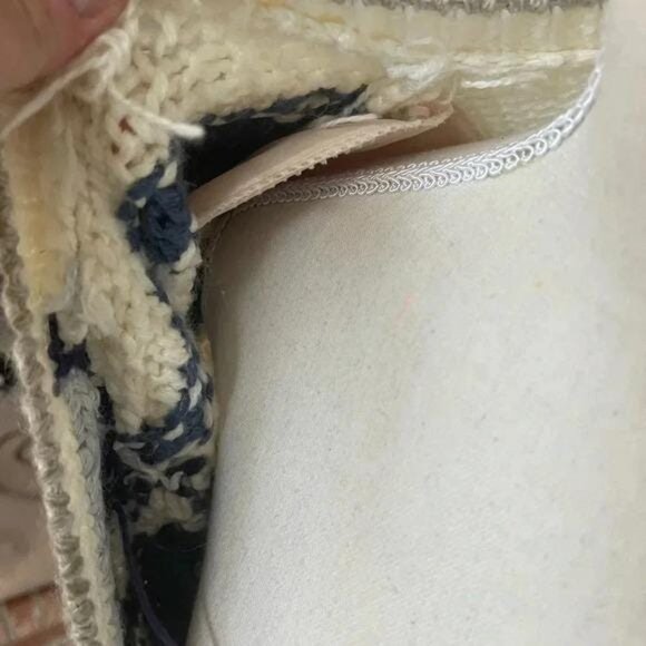 1980s Vintage Cottagecore Floral Knit Cardigan – White & Blue Diamond Pattern - Picture 10 of 12